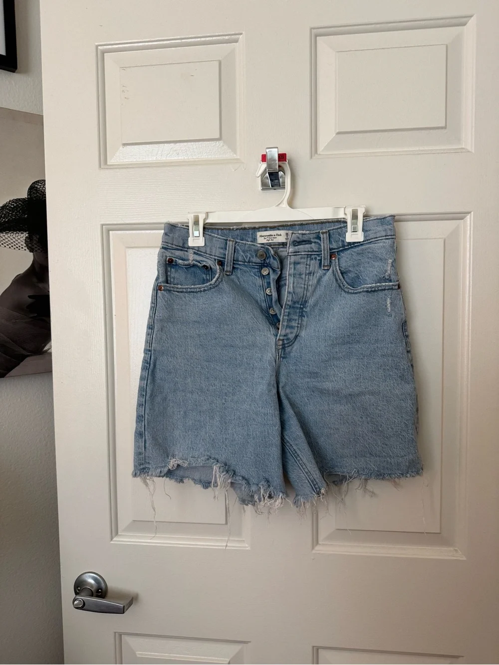 Abercrombie & Fitch Light Wash Button-Front Denim Shorts